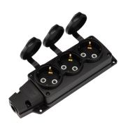 Колодка удлинителя 3-м с заземл. 16А IP54 влагозащ. с защ. крышкой COMPACT каучук черн. Rexant 111-223