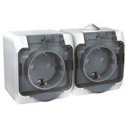 Розетка 2-м ОП Этюд 16А IP44 250В с заземл. защ. шторки с крышкой бел. SE PA16-244B