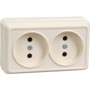 Розетка 2-м ОП Октава 10А IP20 без заземл. крем. GENERICA ERO20-K33-10-DC