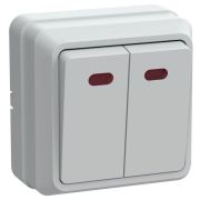 Выключатель 2-кл. ОП Октава 10А IP20 ВС20-2-1-ОБ с индикацией бел. GENERICA EVO21-K01-10-DC