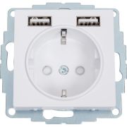 Розетка 1-м СП AtlasDesign 16А IP20 с 2-мя заряд. устройствами USB тип A+A 5В/2.4А 2х5В/1.2А механизм бел. SE ATN000130