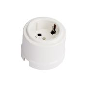 Розетка 1-м ОП Лизетта 16А IP20 ретро с заземл. ABS-пластик бел. Bironi B1-101-21