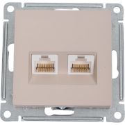 Розетка компьютерная 2-м AtlasDesign RJ45+RJ45 кат.5E механизм песочн. SE ATN001285