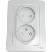 Розетка 2-м СП Blanca 16А IP20 250В без заземл. защ. шторки алюм. SE BLNRS000123