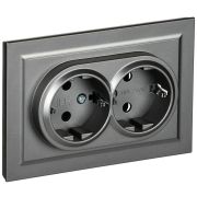 Розетка 2-м СП BRITE РСш12-3-БрС 16А в сборе с заземл. защ. шторки сталь IEK BR-R24-16-K46-F