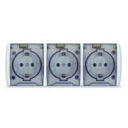 Розетка 3-м ОП Клио 16А IP54 с заземл. с прозр. крышкой бел. Universal К2235