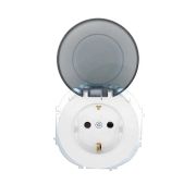 Розетка 1-м СП OSEN с заземл. с крышкой ПБТ бел. LEZARD 743-0288-123B